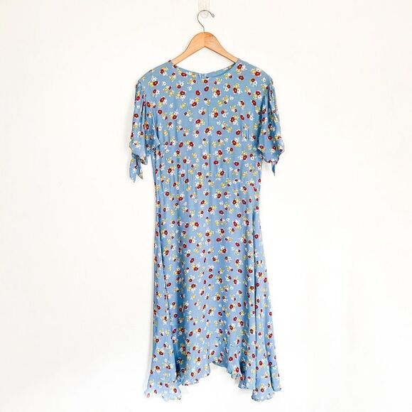Faithful The Brand Women’s Sky Blue Ditzy Floral Flounce Hem Midi Dress - Picture 2 of 13